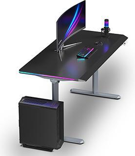 Actual product image Ultradesk Gaming-Tisch QUEST, 140x70cm, 72-120cm, grau-schwarz