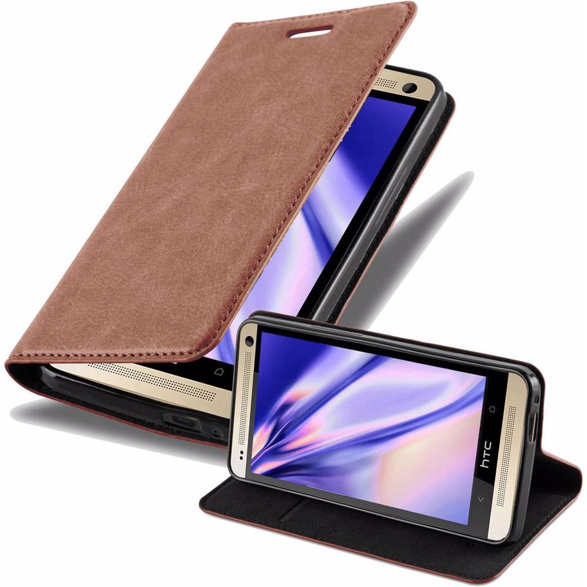 Cadorabo Book Invisible Magnet Cover (HTC One M7), Smartphone Hülle, Braun