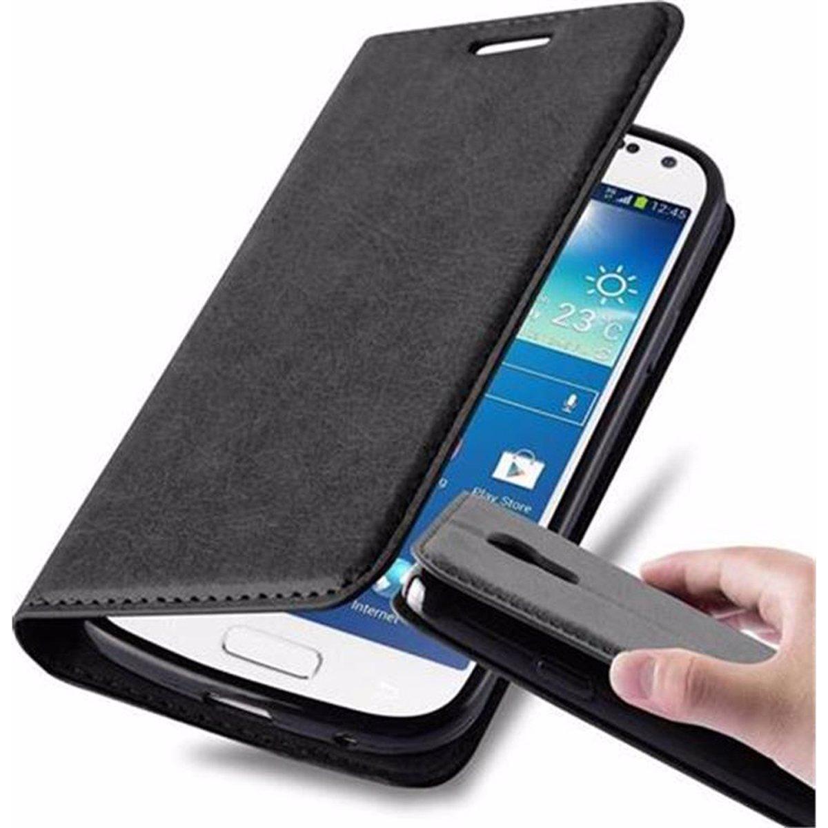 Cadorabo Book Invisible Magnet Cover (Samsung Galaxy S4 mini), Smartphone Hülle, Schwarz
