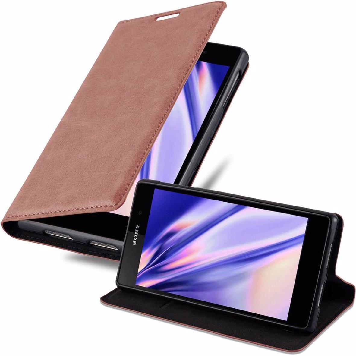 Cadorabo Book Invisible Magnet Cover (Sony Xperia Z1), Smartphone Hülle, Braun