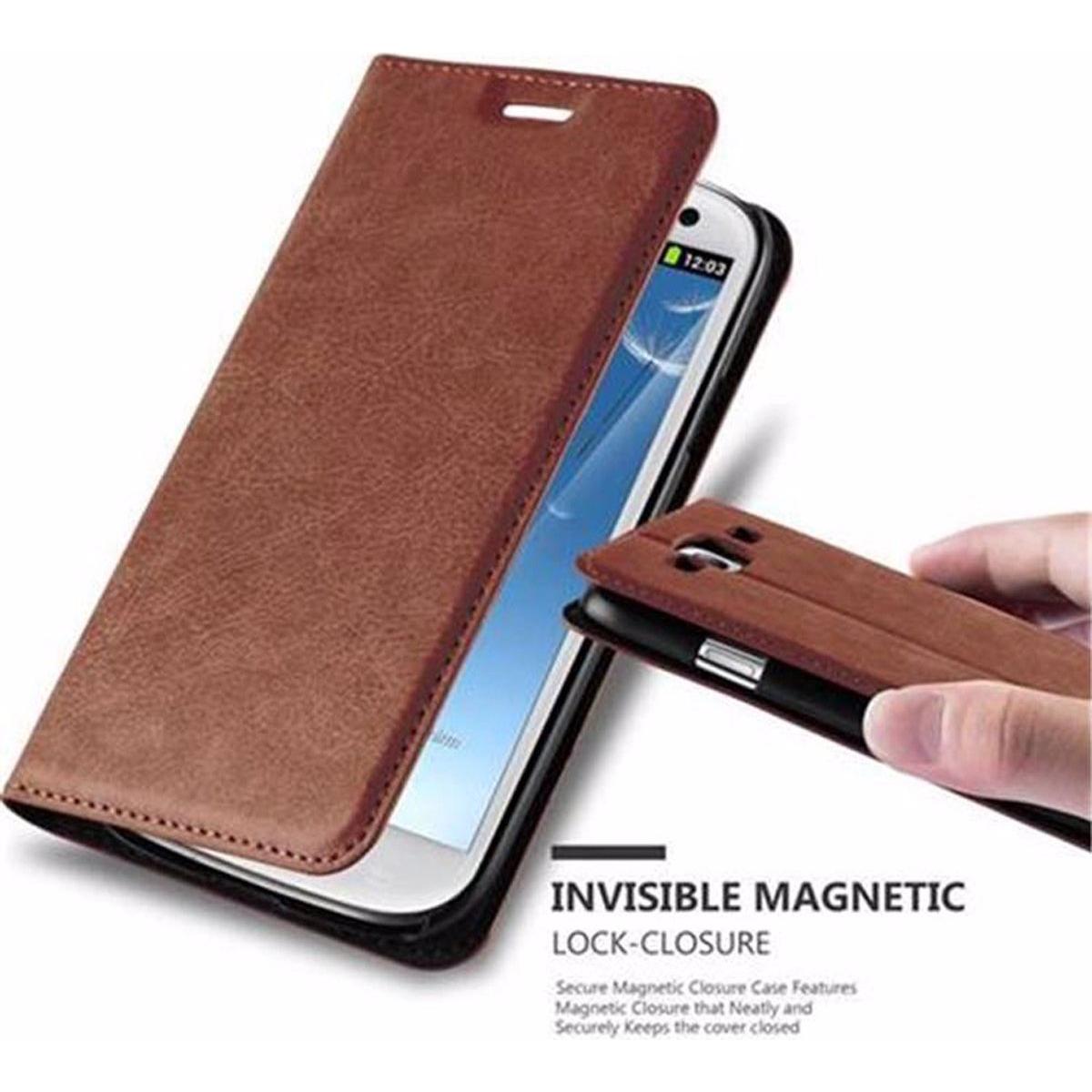 Cadorabo Book Invisible Magnet Cover (Samsung Galaxy S3), Smartphone Hülle, Braun