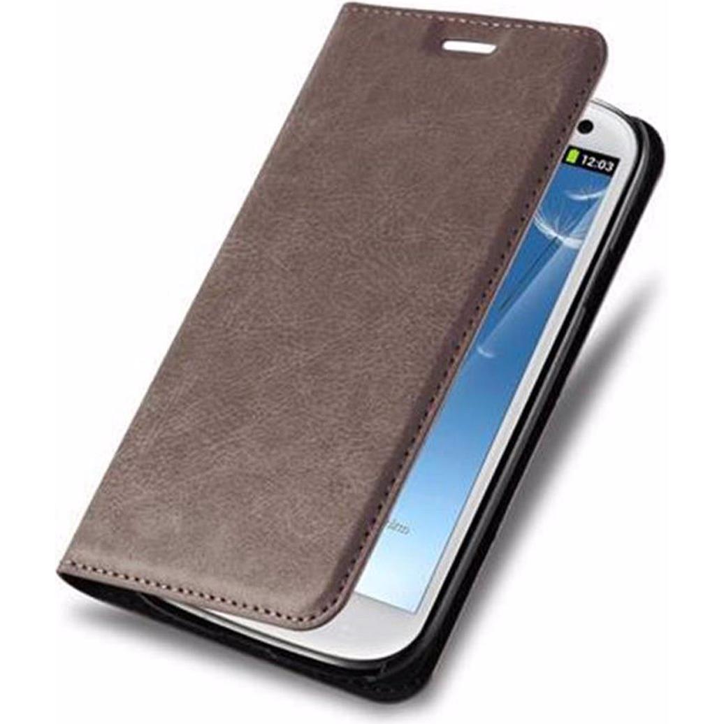 Cadorabo Book Invisible Magnet Cover (Samsung Galaxy S3), Smartphone Hülle, Braun