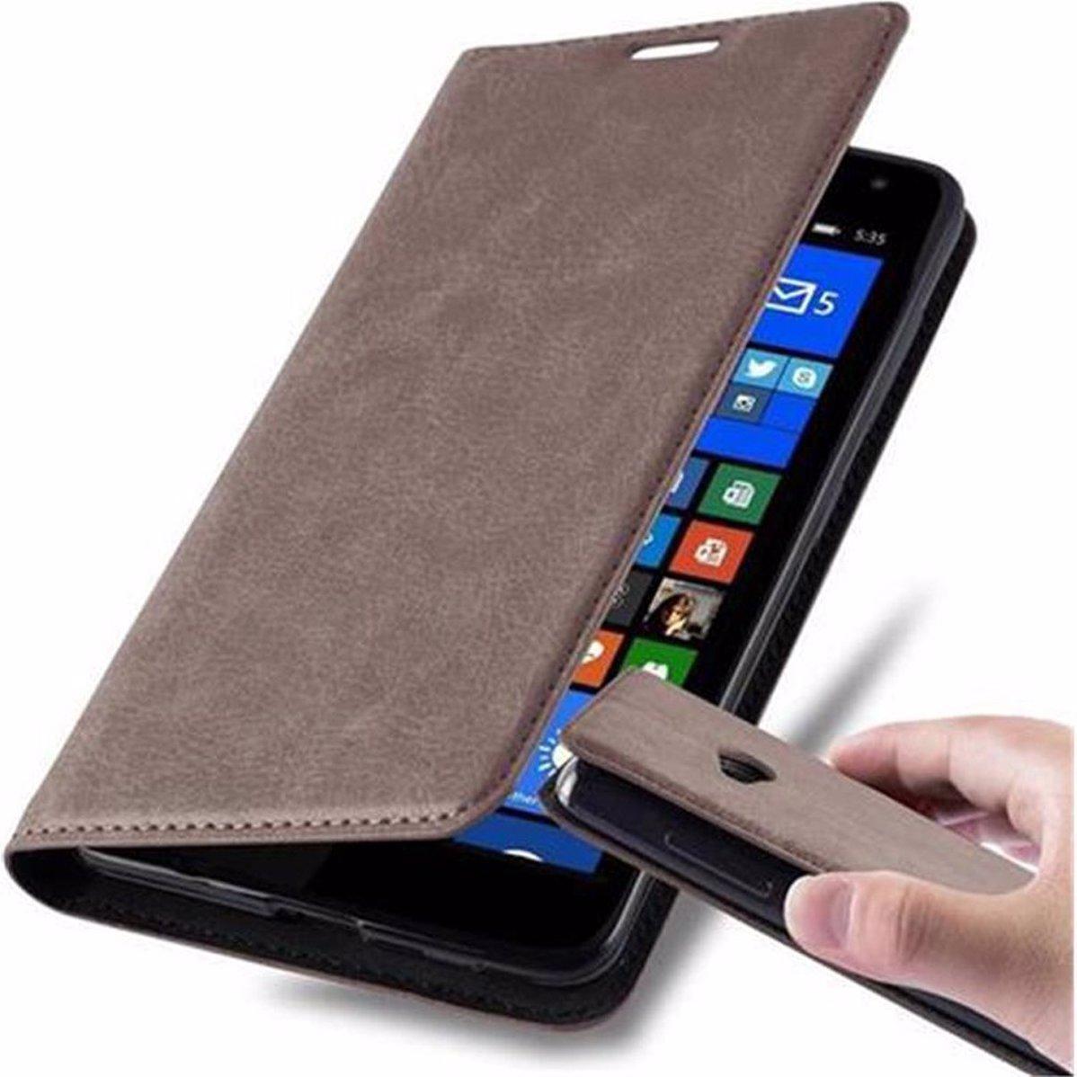 Cadorabo Book Invisible Magnet Cover (Microsoft Lumia 535), Smartphone Hülle, Braun