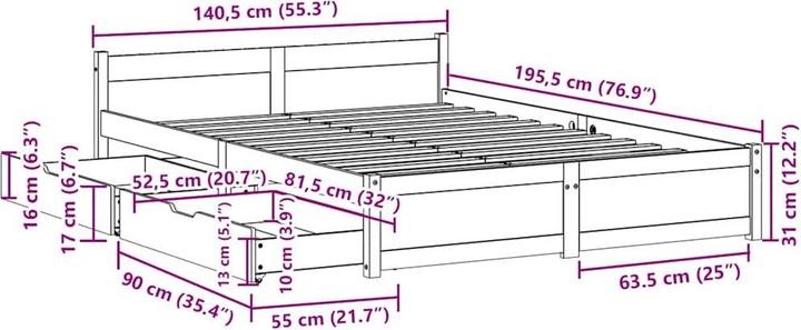 Image du produit vidaXL Bettrahmen (135 x 190 cm)