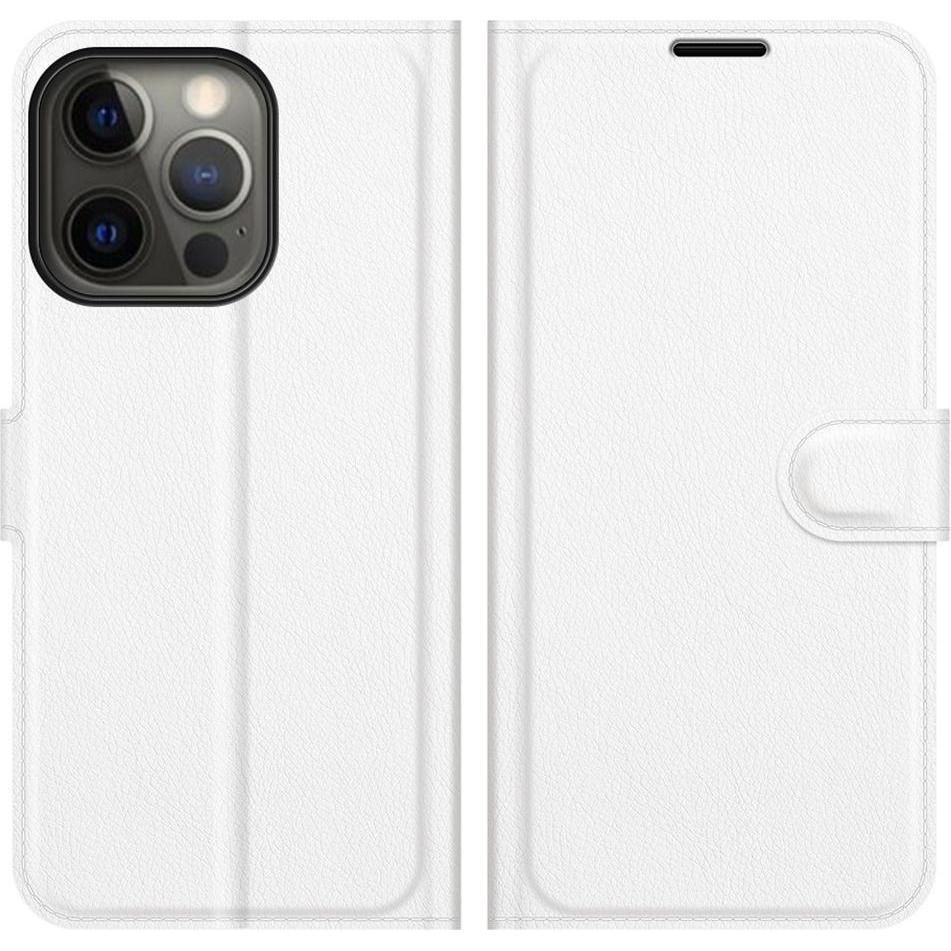 Cover-Discount iPhone 13 Pro - Leder Etui Hülle weiss (Apple iPhone 13 Pro), Smartphone Hülle, Weiss