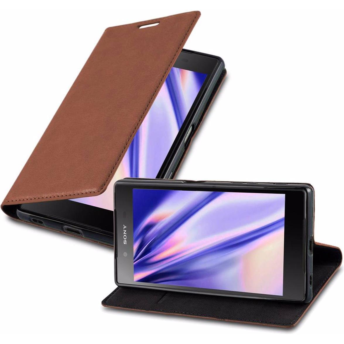 Cadorabo Book Invisible Magnet Cover (Sony Xperia Z5), Smartphone Hülle, Braun