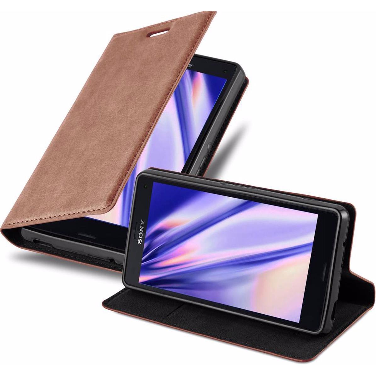 Cadorabo Book Invisible Magnet Cover (Sony Xperia Z3 Compact), Smartphone Hülle, Braun