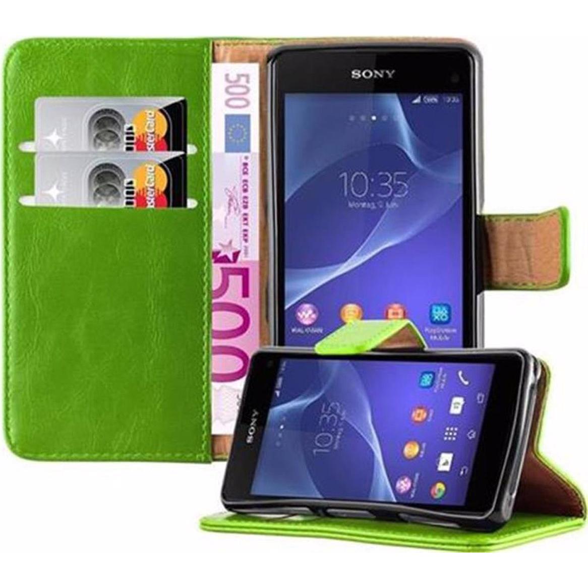 Cadorabo Book Luxury Cover (Sony Xperia Z1 Compact), Smartphone Hülle, Grün