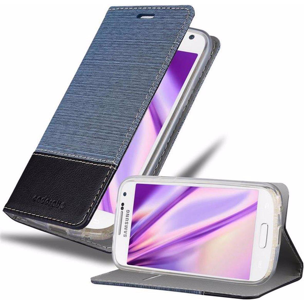 Cadorabo Book Jeans Optik Cover (Samsung Galaxy S4 mini), Smartphone Hülle, Blau
