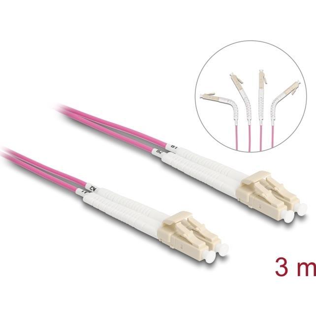 Delock LWL Kabel LC-D > LC-D Multimode OM3 winkelbar 3,0m (S/UTP, CAT7a, 3 m), Netzwerkkabel