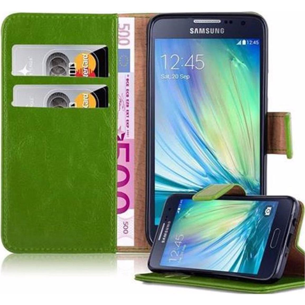 Cadorabo Book Luxury Cover (Samsung Galaxy A3), Smartphone Hülle, Grün