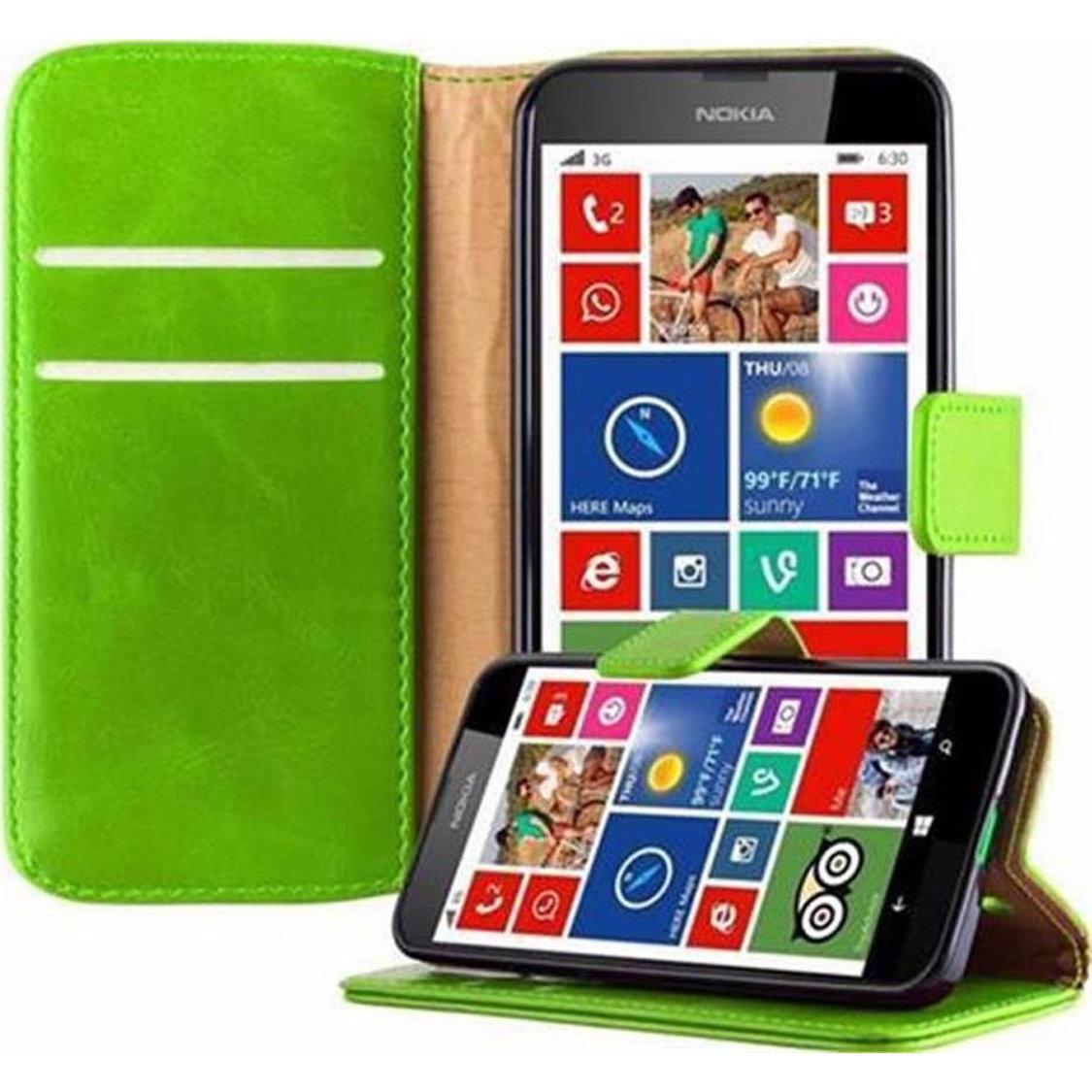 Cadorabo Book Luxury Cover (Nokia Lumia 630), Smartphone Hülle, Grün