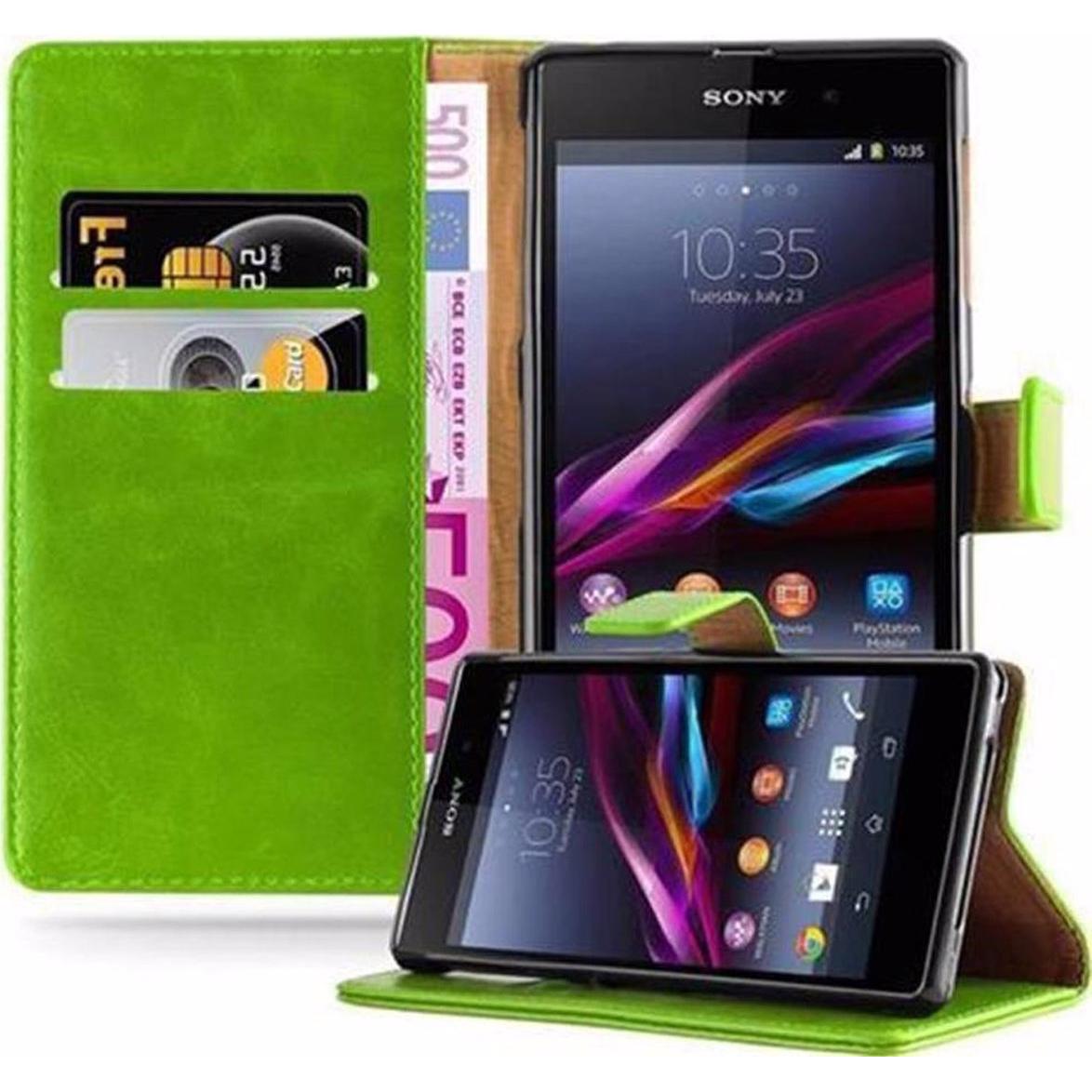 Cadorabo Book Luxury Cover (Sony Xperia Z1), Smartphone Hülle, Grün