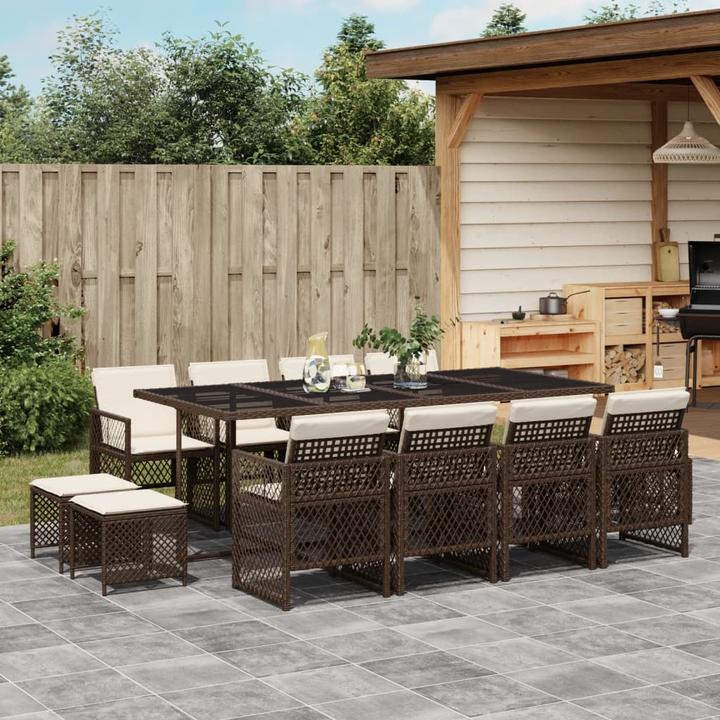 Immagine prodotto VidaXL Mobili da giardino set da pranzo set da giardino gruppo di sedute 13 pezzi in poly rattan marrone (106 cm)