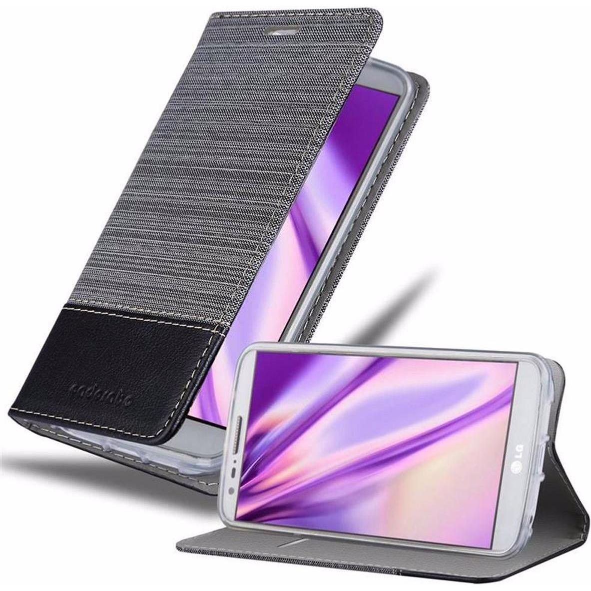 Cadorabo Book Jeans Optik Cover (LG G2), Smartphone Hülle, Grau
