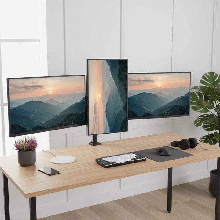 Actual product image Maclean Halterung für 3 Maclean-Monitore Gasfeder 17 -27 2-8kg schwarz MC-137 (27", 8 kg)