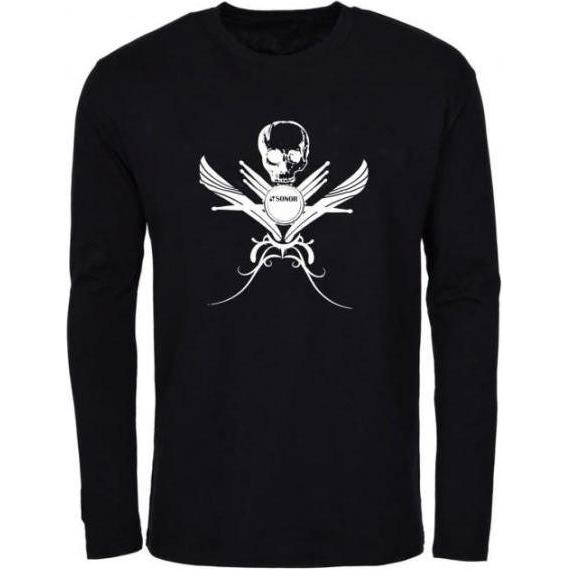 Sonor, Herren, Shirt, Drummer Schlagzeug T-Shirt Longsleeve Skull Gr XL, Schwarz, (XL)