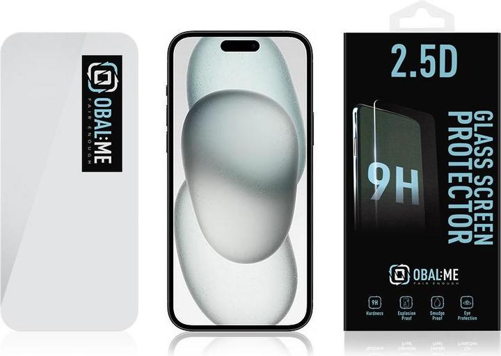 Actual product image Obal:Me 2.5D Glass Screen Protector for Apple iPhone 15 Clear (1 pcs., Apple iPhone 15)