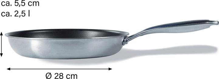 Actual product image Silverstar Stainless steel pan 28 cm with non-stick coating for induction and oven (28 cm, Pan set + pot set, Stainless steel)