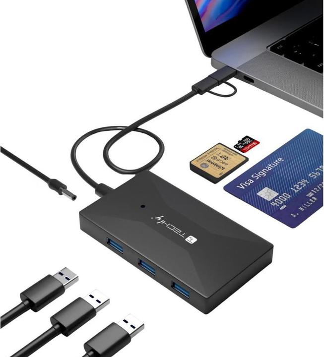 Techly Multi-Kartenleser und HUB USB-A/C