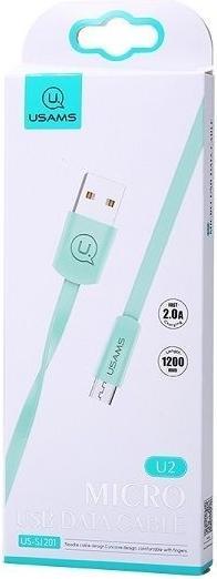Actual product image Usams Cable płaski U2 microUSB 1.2m niebieski/blue SJ201MIC04 (US-SJ201) (1.20 m)