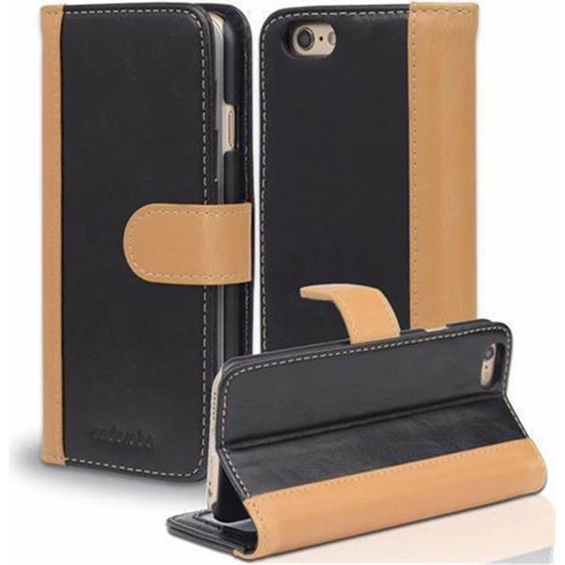 Cadorabo Book zweifarbige Streifen Cover (Apple iPhone 6), Smartphone Hülle, Schwarz