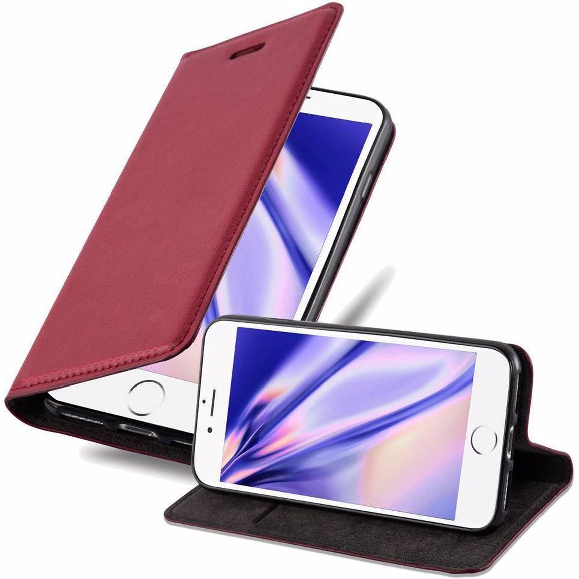 Cadorabo Book Invisible Magnet Cover (Apple iPhone 7 Plus), Smartphone Hülle, Rot