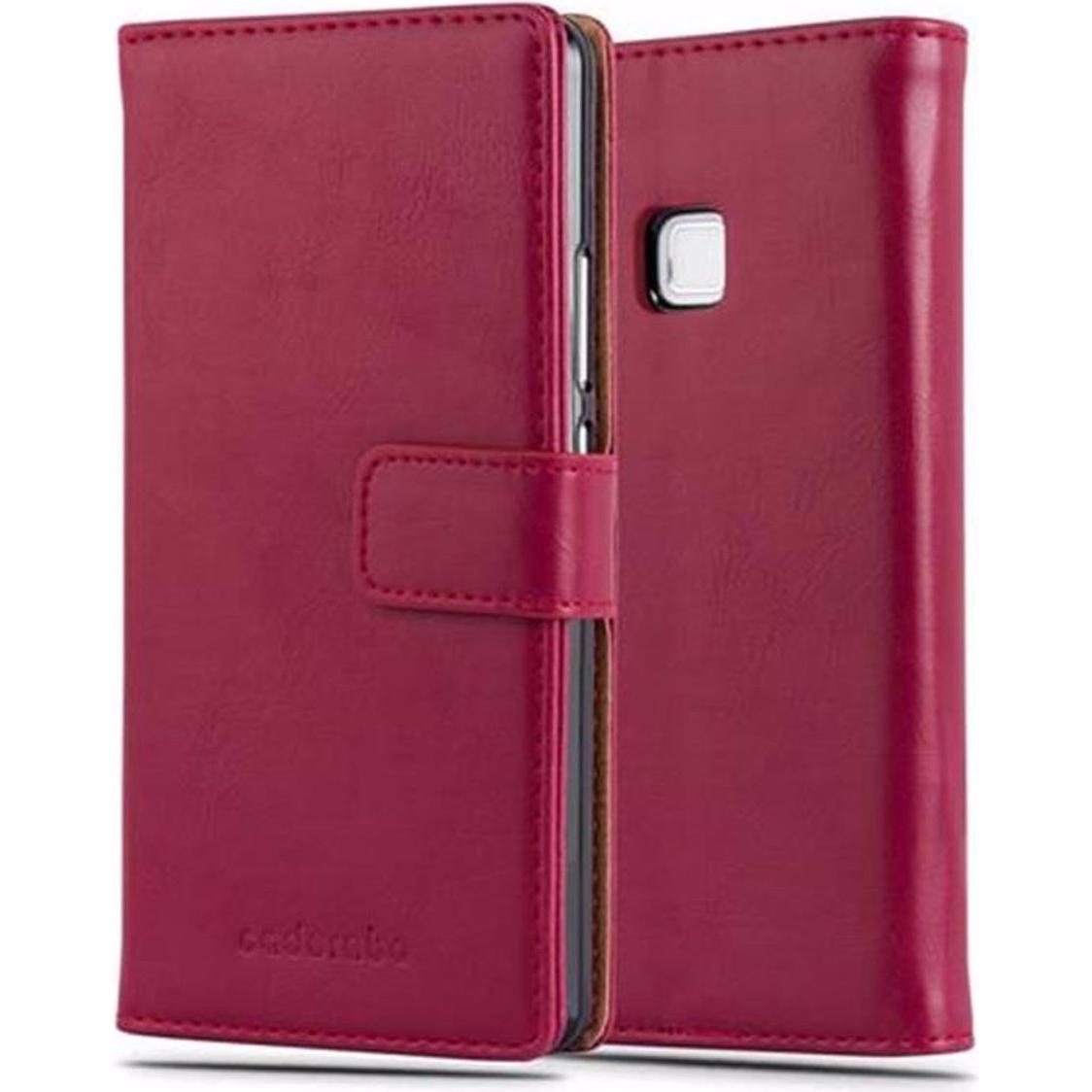 Cadorabo Book Luxury Cover (Huawei P9 Lite), Smartphone Hülle, Rot