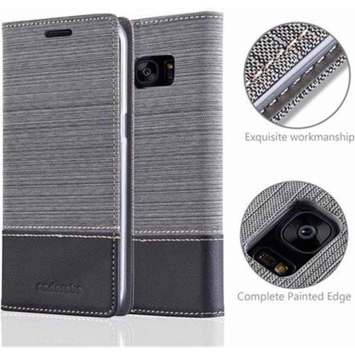 Thumbnail - Cadorabo Book Jeans Optik Cover (Samsung Galaxy S7 Edge), Smartphone Hülle, Grau
