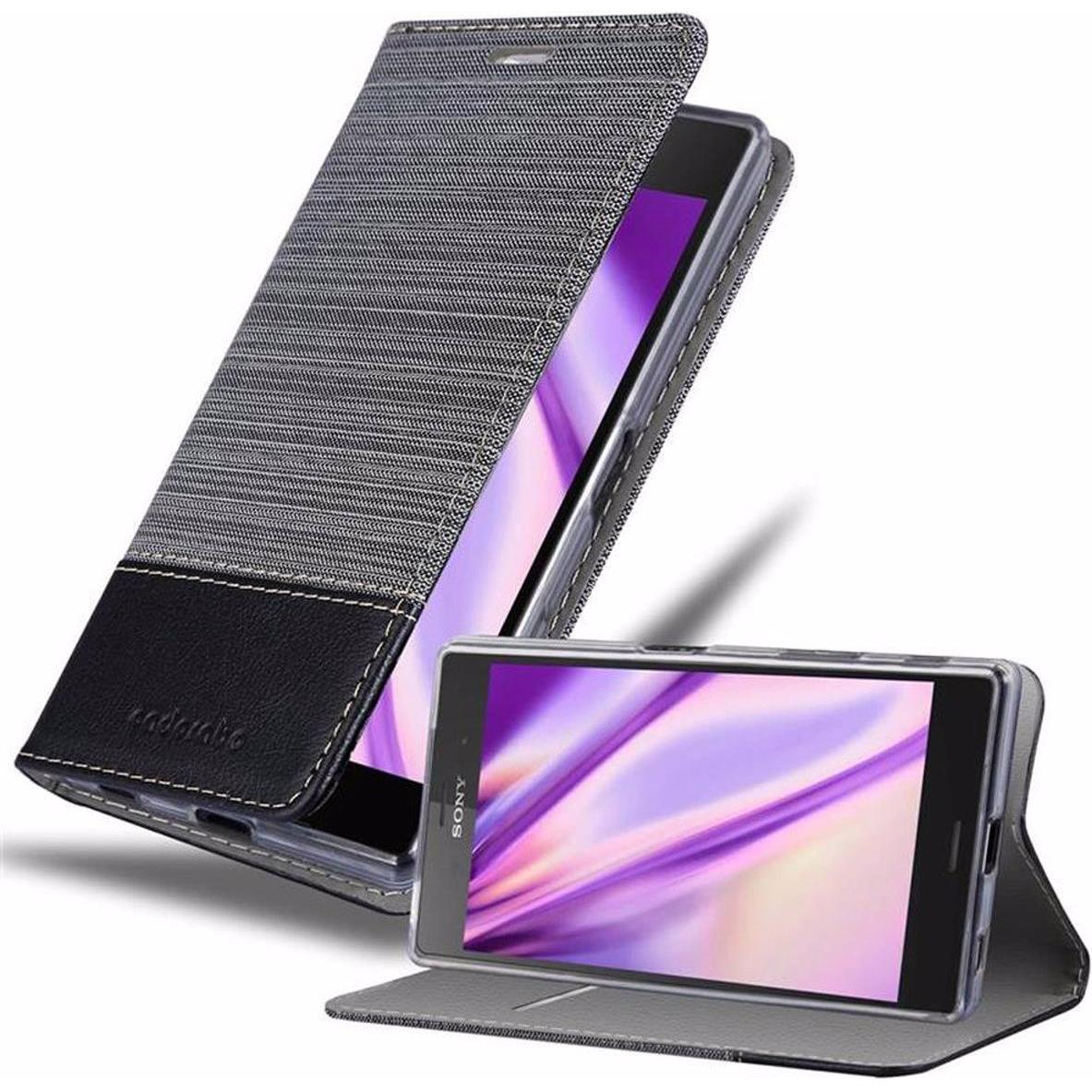 Cadorabo Book Jeans Optik Cover (Sony Xperia Z5), Smartphone Hülle, Grau