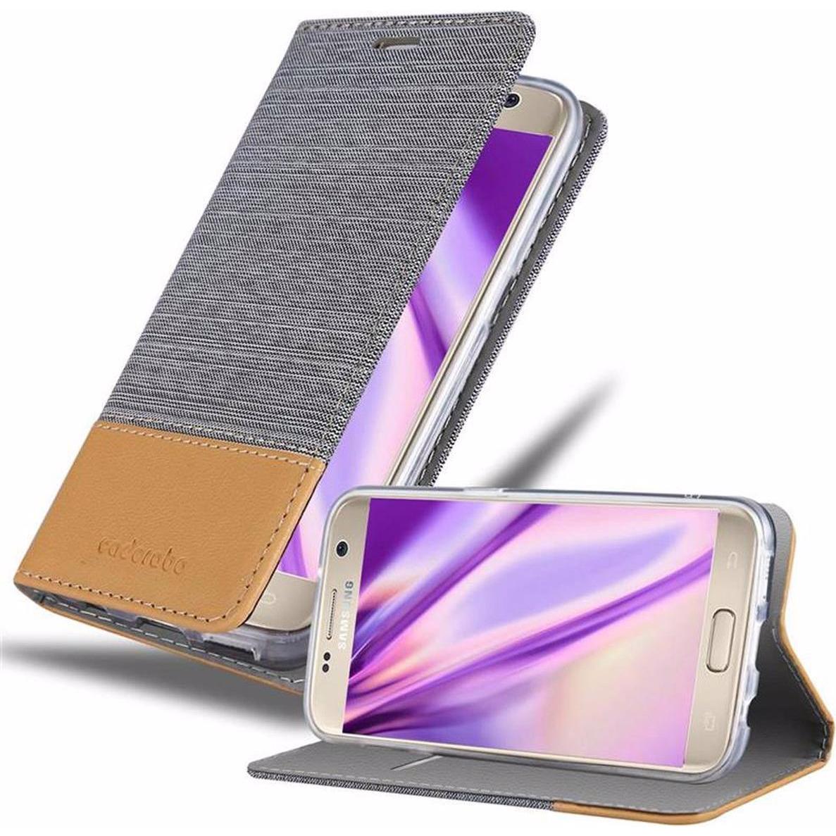 Cadorabo Jeans Optik (Samsung Galaxy S7), Smartphone Hülle, Grau, Braun