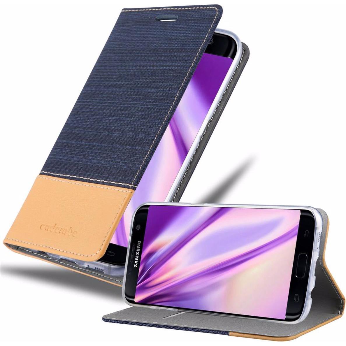 Cadorabo Book Jeans Optik Cover (Samsung Galaxy S7 Edge), Smartphone Hülle, Blau