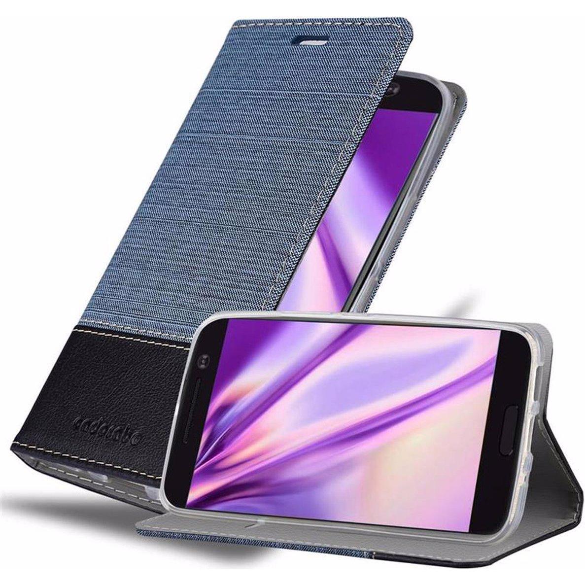 Cadorabo Book Jeans Optik Cover (HTC One 10), Smartphone Hülle, Blau