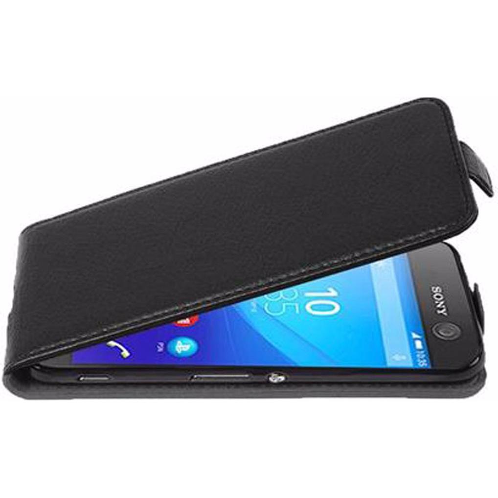 Cadorabo Flip mit Struktur Cover (Sony Xperia M5), Smartphone Hülle, Schwarz