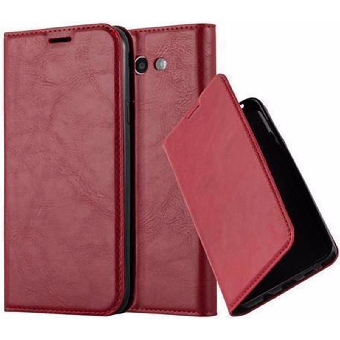 Cadorabo Book Invisible Magnet Cover (Samsung Galaxy J7 2017), Smartphone Hülle, Rot