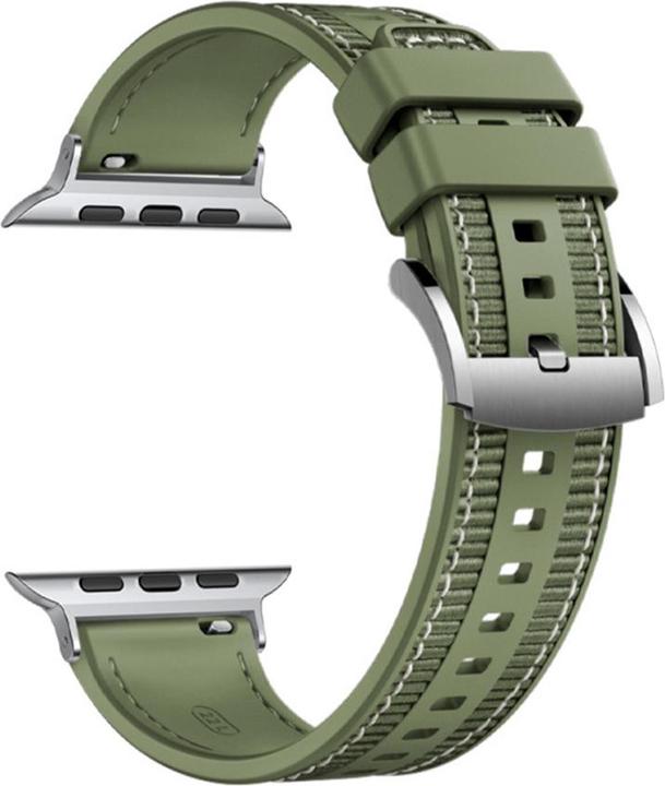 Actual product image Techsuit - Watchband 32mm (W051) - Apple Watch 1/2/3/4/5/6/7/8/9/10/SE/SE 2 (38/40/41/42mm) - Green (Silicone, Nylon)