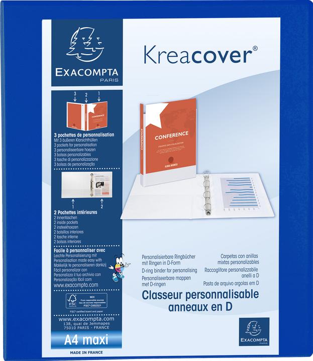 Produktbild Exacompta Ringbuch A4 PVC/PU 4-Ring 47mm Rücken 25mm (A4, 25 mm, 1 Stück)