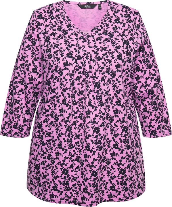 Actual product image Ulla Popken Floral 3/4 Sleeve V-Neck A-Line Tee (42, 44)