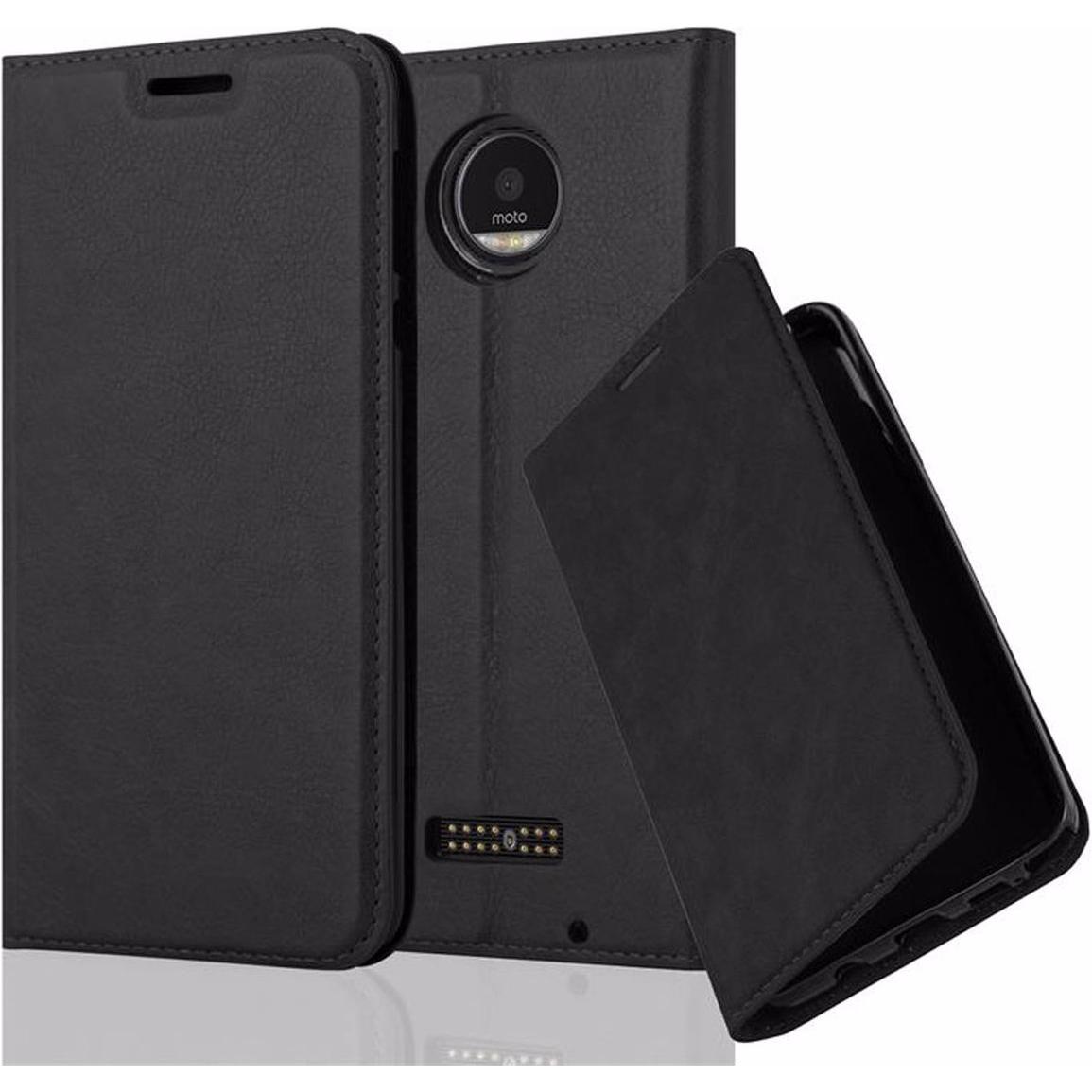Cadorabo Book Invisible Magnet Cover (Motorola Moto Z Play), Smartphone Hülle, Schwarz
