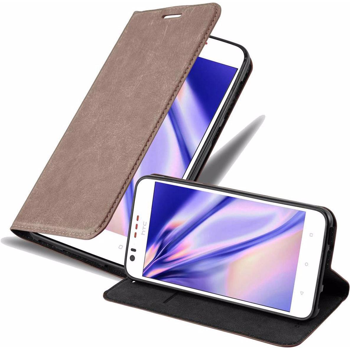 Cadorabo Book Invisible Magnet Cover (HTC Desire 10 Lifestyle, HTC Desire 825), Smartphone Hülle, Braun