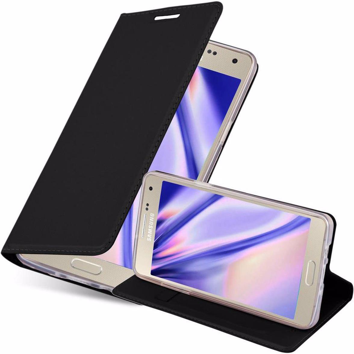 Cadorabo Book Classy Style Cover (Samsung Galaxy A3), Smartphone Hülle, Schwarz