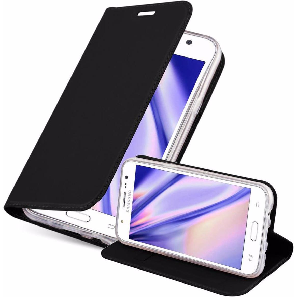 Cadorabo Book Classy Style Cover (Samsung Galaxy J5 (2015)), Smartphone Hülle, Schwarz