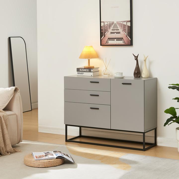 Produktbild En.Casa Sideboard Lavangen 75x100x35 cm Hellgrau