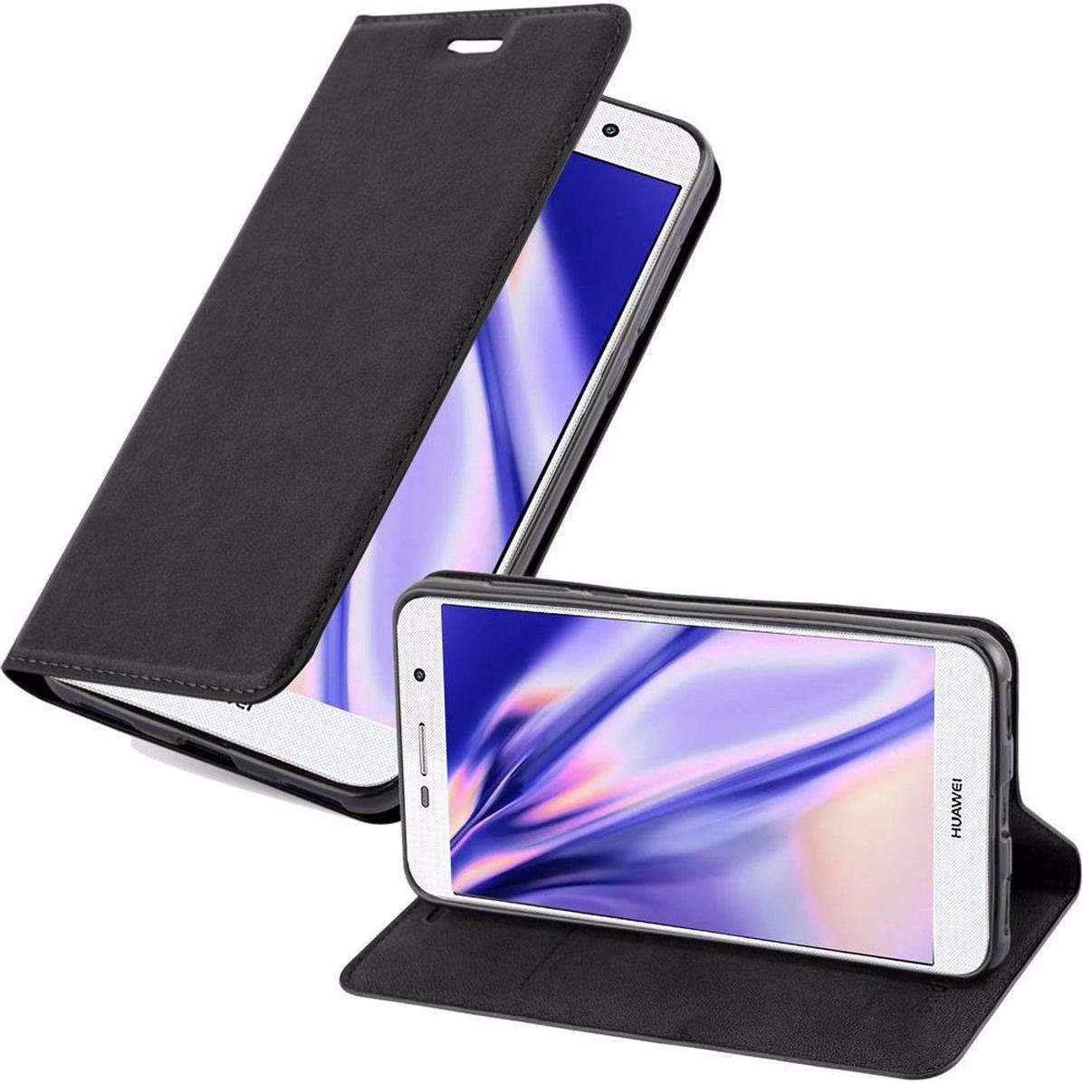 Cadorabo Book Invisible Magnet Cover (Huawei Y6 (2017)), Smartphone Hülle, Schwarz