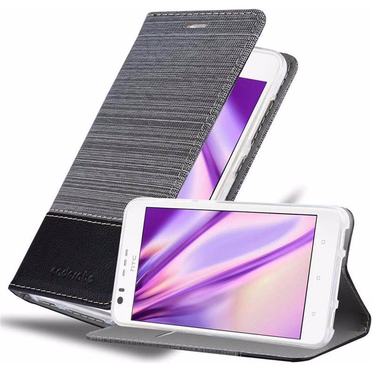 Cadorabo Book Jeans Optik Cover (HTC Desire 825, HTC Desire 10 Lifestyle), Smartphone Hülle, Grau