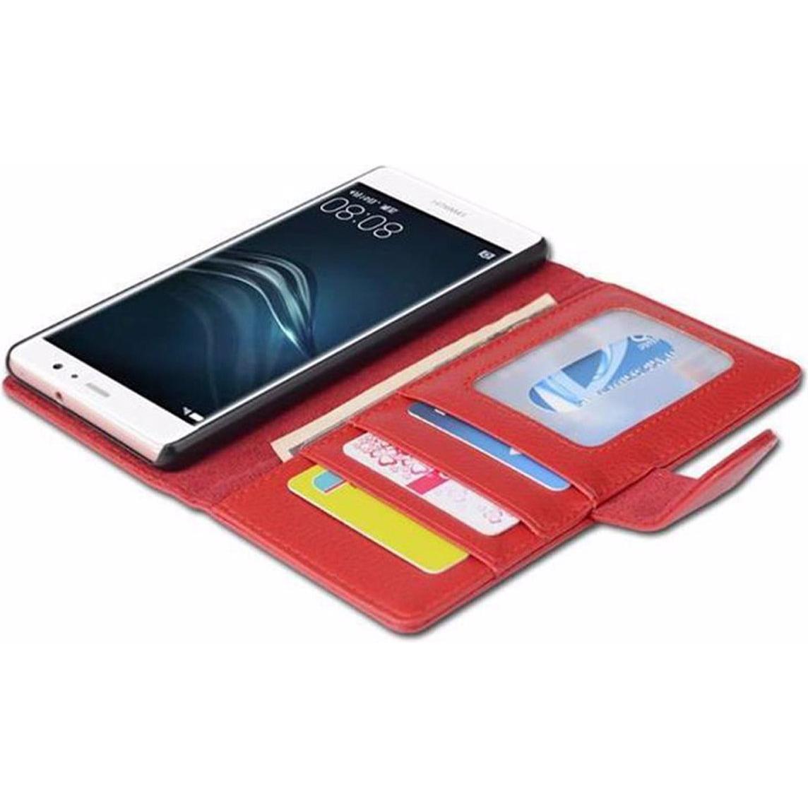 Thumbnail - Cadorabo Book mit 3 Kartenfächer Cover (Huawei P9 Lite), Smartphone Hülle, Rot