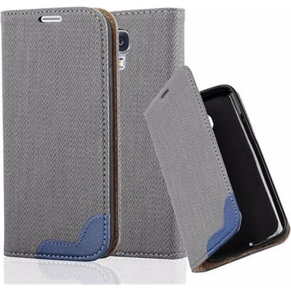 Cadorabo Book Bast Optik Cover (Samsung Galaxy S4), Smartphone Hülle, Grau