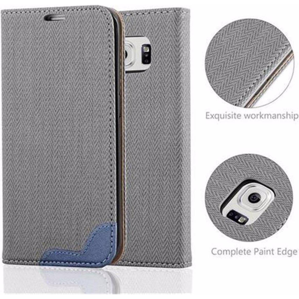 Thumbnail - Cadorabo Book Bast Optik Cover (Samsung Galaxy S6 Edge), Smartphone Hülle, Grau