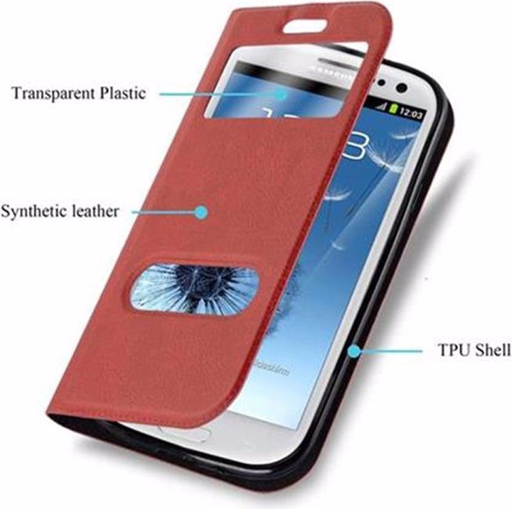 Actual product image Cadorabo Book with View double window cover (Samsung Galaxy S3)