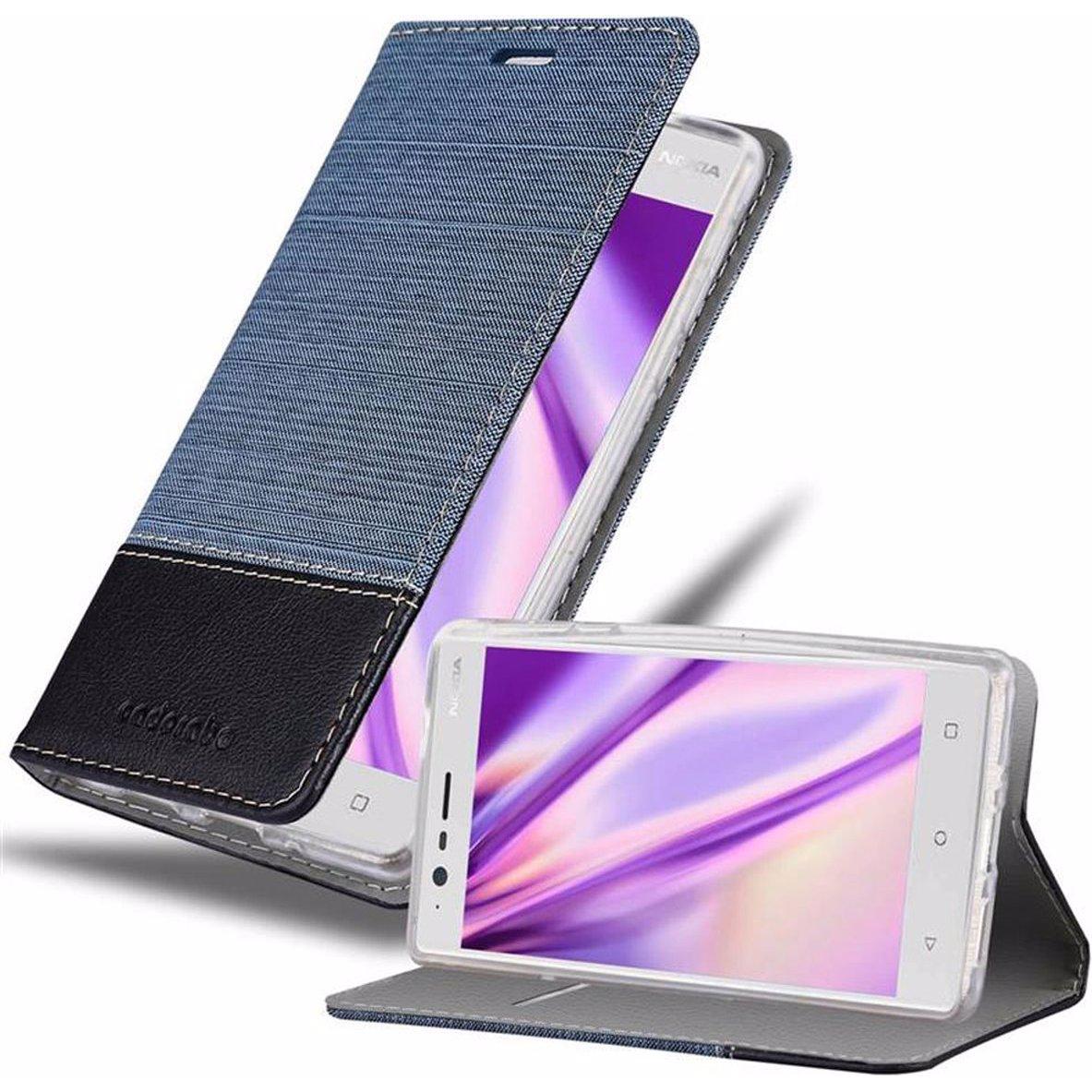 Cadorabo Book Jeans Optik Cover (OnePlus 3), Smartphone Hülle, Blau
